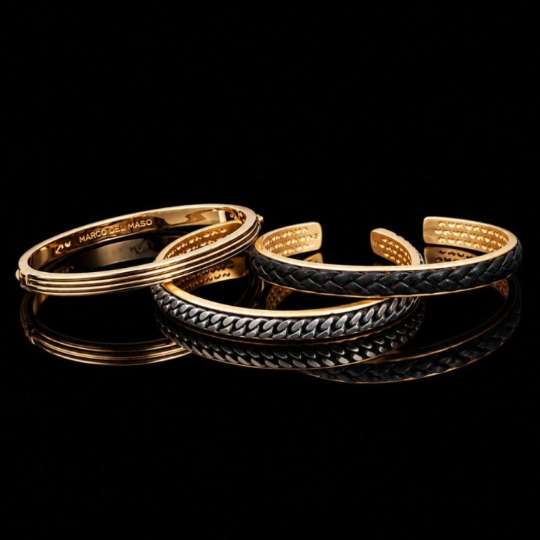Bracciali rigidi in argento placcato oro giallo 18 kt