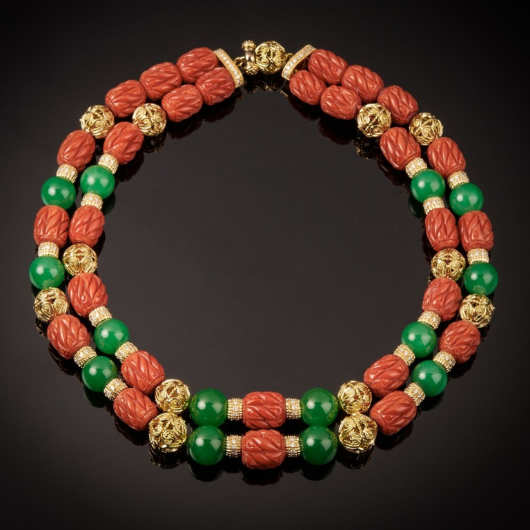 Capri, Collana con pietre di colore, pietre dure e diamanti