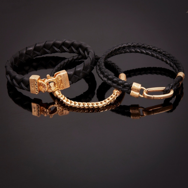 Bracciali, Bracciali in pelle e argento placcato