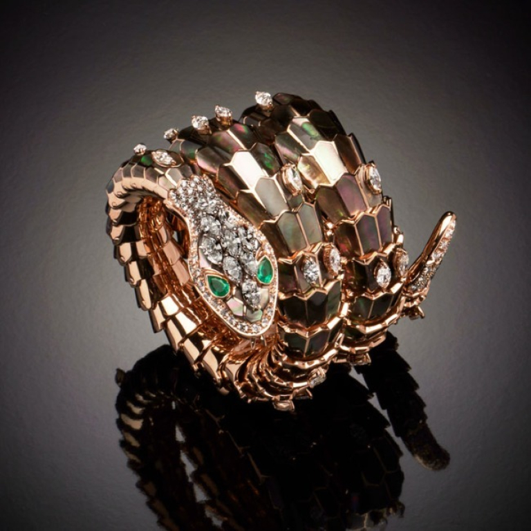 Snake, Bracciale con pietre di colore, pietre dure, diamanti&nbsp;e intarsi